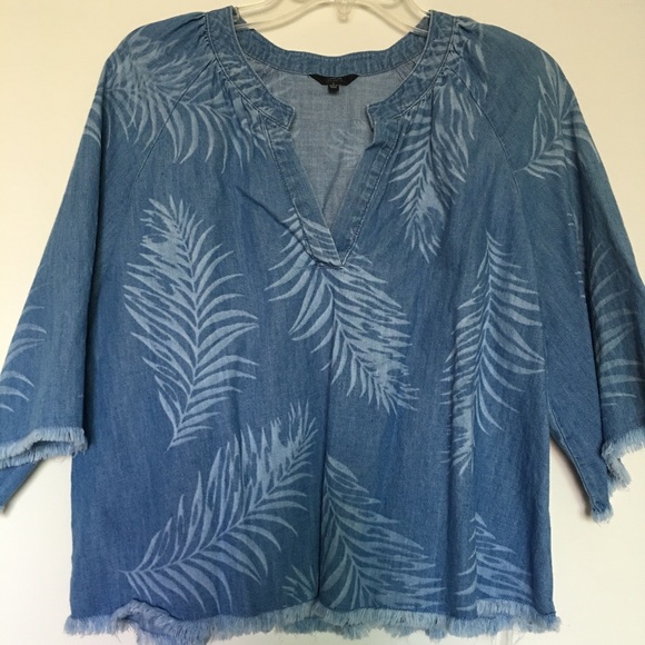 NEW Joe’s 100% cotton denim palm leaves tropical print top - S - Picture 6 of 7